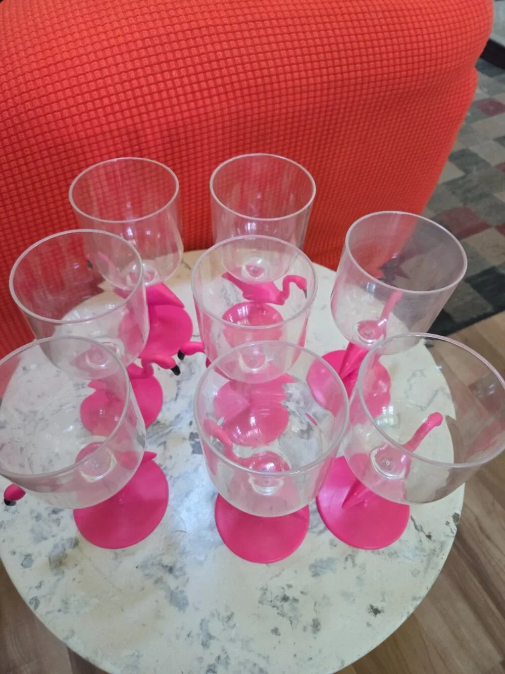 Set of 8 FUN FLIRTY FLAMINGO Margarita Glasses